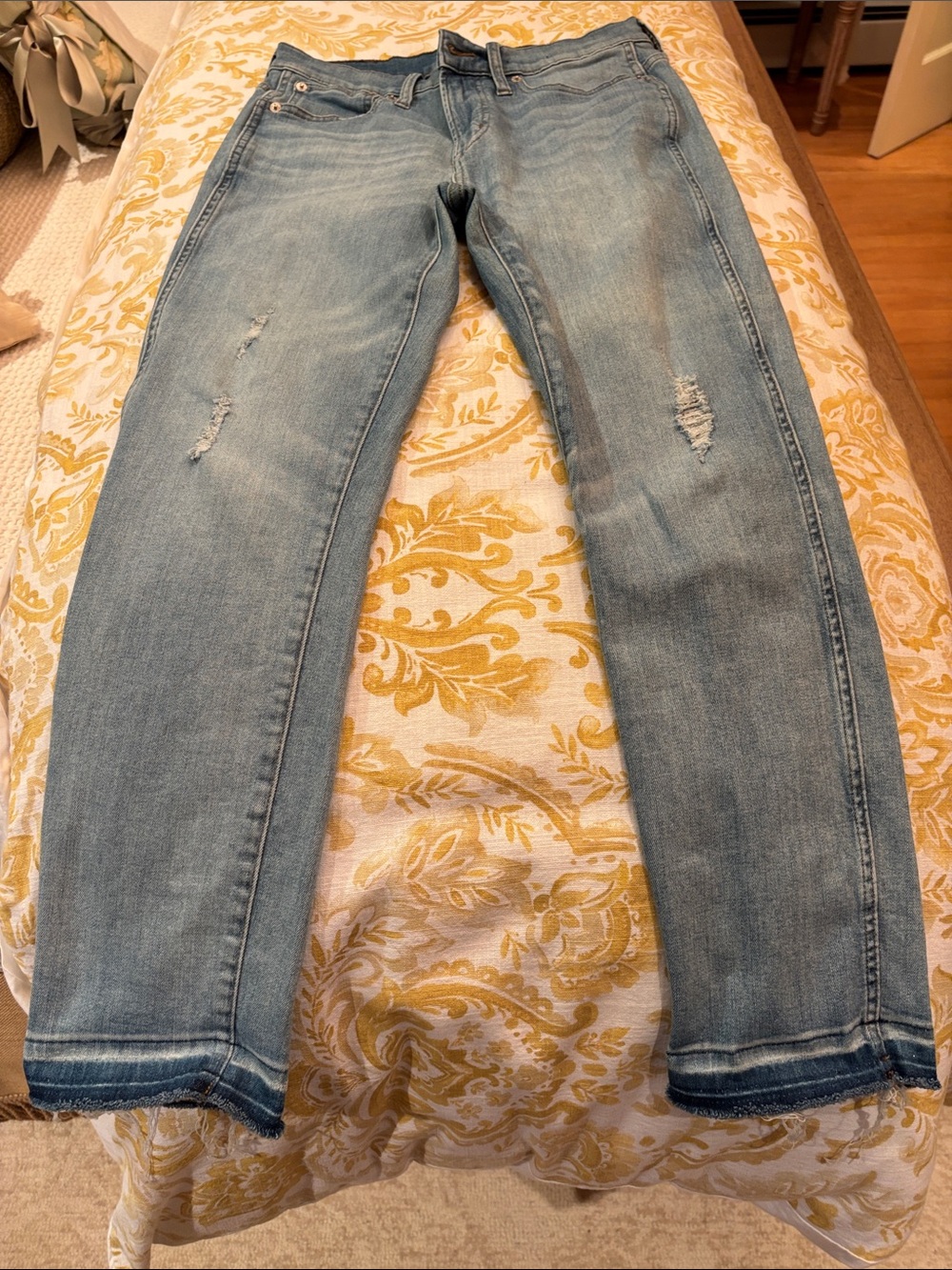 J. Crew Light Blue Distressed Straight-Leg Jeans